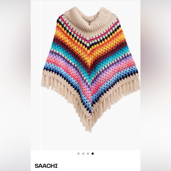 SACHI Multicolor Crochet Poncho - Picture 5 of 6